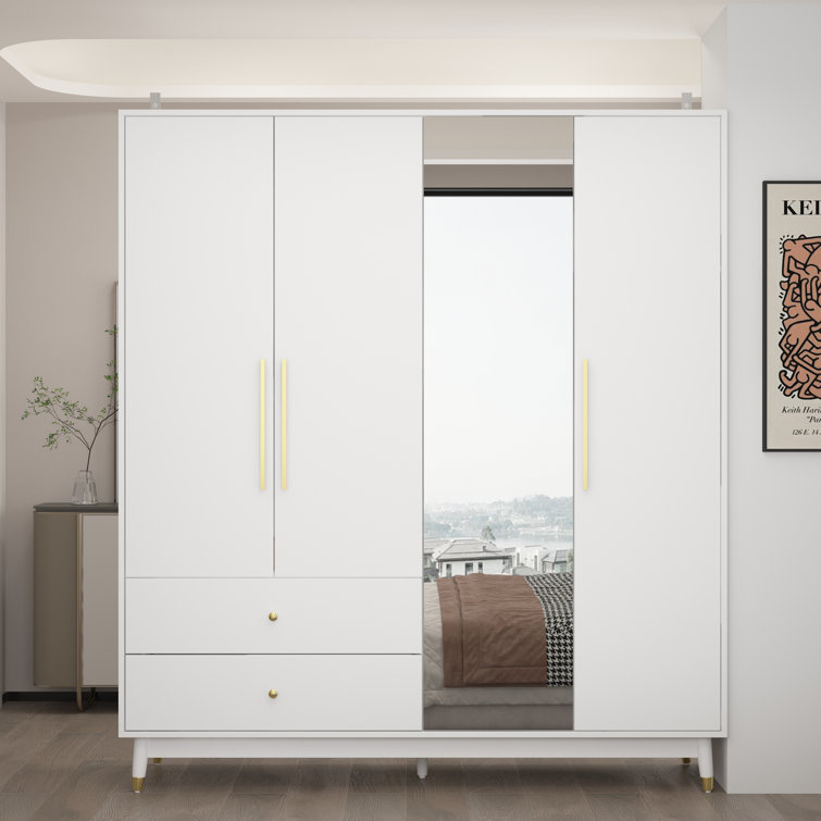 Wayfair white wardrobe with shop mirror